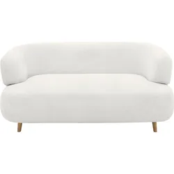 2-Sitzer ANDAS "Tistam Runde Form", weiß, B:160cm H:73cm T:86cm, 95% Polyester, 5% Nylon, Sofas, perfektes Einzelstück, organische Form, Füße aus massivem Holze