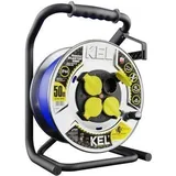 Kabeltrommel Verlängerungskabel 4x2P + PE Schuko IP44 16A 3x2,5 50m BLUE