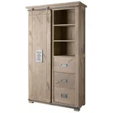 Massivmoebel24 Kleiderschrank Mango 100 x 175 x 45 cm Beige/Weiß