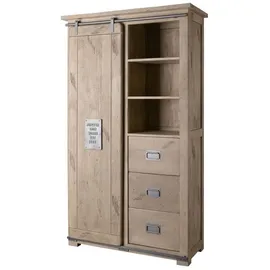 Massivmoebel24 Kleiderschrank Mango 100 x 175 x 45 cm Beige/Weiß
