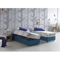 Einzelbett Asia, Containerbett mit Stoffbespannung, 100% Made in Italy, Frontöffnung, passend für Matratze Cm 80x190, Blau - Blau