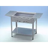 Holzkohlegrill Grill Kohlegrill aus Edelstahl 65x53x80 cm mit Seitenablagen und leicht entnehmbaren Kohlekasten mit Ascherost Grillfläche 59,5x47 cm ideal für Privat Verein Catering Gastronomie