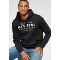 H.I.S. H.I.S Kapuzensweatshirt, mit Print und Badge, Kapuze, für sportliche Outfits, Gr. XL (56/58), schwarz, , 65735319-XL