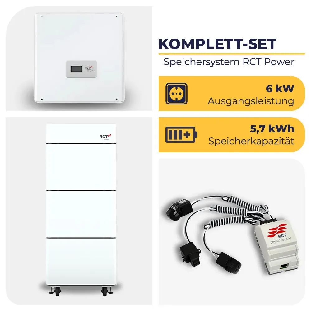 RCT POWER Storage DC Hybrid-Wechselrichter mit RCT POWER Battery | Hochvolt-Speichersystem | 3-phasig | 5,7 kWh | 6 kW
