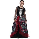 Boland - Kinder-Kostüm Totenkopf, langes Kleid mit Skelett-Motiv, Skeleton, Verkleidung, Halloween, Karneval, Mottoparty