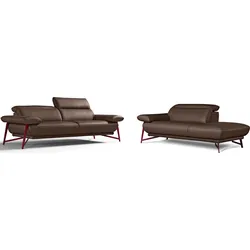 Egoitaliano Polstergarnitur »Anais, Design mit hohem Sitzkomfort für mehr Bequemlichkeit«, Set: bestehend aus Sofa und Ottomane, inkl. Kopfteilverstellung Egoitaliano chocolate