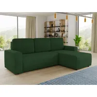 Ecksofa Roma L mit Schlaffunktion und Bettkasten - Cord Stoff - L-Form Couch, Polstersofa, Schlafsofa, Sofagarnitur (Grün (Poso 014)) - Grün