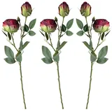 layba Künstliche Rosen 3er-Set Dunkelrot 55 cm