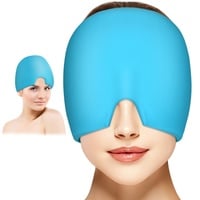 ACWOO Migräne Mütze, Gel Kühlmütze Headache Relief Cap, Dehnbare Cold Therapy Schlafmaske, Heady Maske für Kopfschmerzen Geschwollene Augen Stressabbau (Blau)