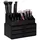 Relaxdays 2 x Make Up Organizer klein, 2-teilige Schminkaufbewahrung mit Schubladen, stapelbares Kosmetikregal, schwarz