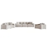 Fun Möbel Polstergarnitur Designersofa MEGAN 3-2-1 Sofagarnitur in Stoff Salvador, (Rücken echt bezogen) beige