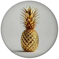 Speecheese Goldene Ananas auf weißem Hintergrund Magnet rund rund