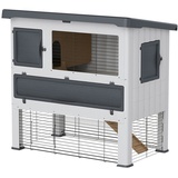 Ferplast Zweistöckiger Kaninchenstall im Freien GRAND LODGE 120 Kaninchenkäfig Hasenstall Meerschweinchen und andere Kleintiere mit Zubehör und Kaninchenhaus, 115,5 x 73 x h 110 cm.