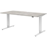 Röhr-Bush röhr direct.office elektrisch höhenverstellbarer Schreibtisch beton rechteckig, T-Fuß-Gestell weiß 160,0 x 70,0 cm