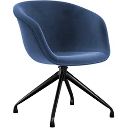 4er-Set Lewis | Schalenstuhl | Blau | Samt | Drehfuß