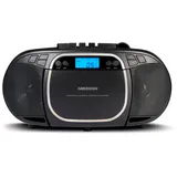 MEDION E66476 Stereo Sound System (Boombox, CD-Player, MP3, Kassette, tragbarer Kassettenspieler für Kinder, UKW Radio, AUX, Kopfhörer, Netz & Batterie) schwarz