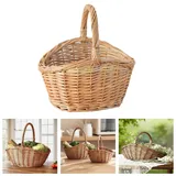 Weidenkorb, Erntekorb mit Griff, Weiden-Willow Kochkorb, Einkaufs-Picknickkorb, Wicker gewebter Korb mit Griff, tragbarer Garten-Erntekorb, Aufbewahrungskörbe für Picknick (B)