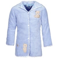 Vossen Kinderbademantel Teddy, Baumwolle, Kapuze, Knöpfe, Baby Bademantel onesize Kapuze Druckknöpfe Stickerei Frottee blau