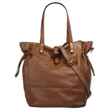 forty° Shopper FORTY, Damen, Gr. B/H/T: 33cm x 30cm x 23cm onesize, braun (cognac), Leder, leicht glänzend, unifarben, Taschen Shopper, echt Leder, Made in Italy