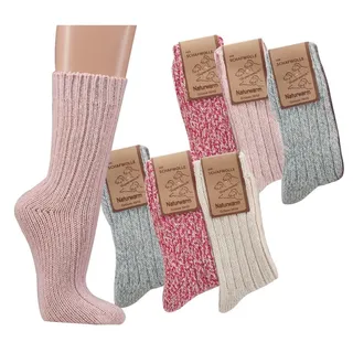 Socks4Fun Norwegersocken 3er-Teilung, Farbig für Damen wärmende Qualität Wintersocken-2218 (35-38, Blau, Rosa, Pink) - 35-38
