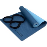 COVACURE Yogamatte Gymnastikmatte Sportmatte - 183 x 66 x 0,6 cm Fitnessmatte TPE rutschfest Yogamatte, Licht, Langlebig mit Tragegurt für Yoga & Pilates (Blau)