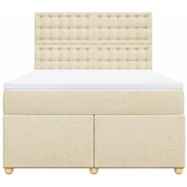 vidaXL Boxspringbett mit Matratze Creme 140x200 cm Stoff