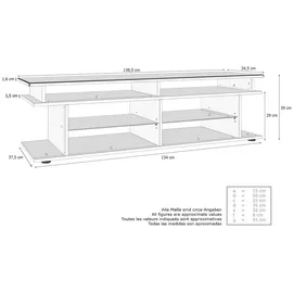 Vladon Movie V3 Lowboard 138,5 x 39 x 37,5 cm Schwarz matt/Holzwerkstoff