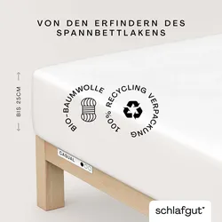 Schlafgut Spannbettlaken »CASUAL u.a. in Gr. 90x200, 140x200 oder 180x200 cm, 100% Bio-Baumwolle«, Bettlaken für Matratzen bis 25 cm Höhe, zuverlässig, langlebig, weich, 55490913-0 full-white 1 St.