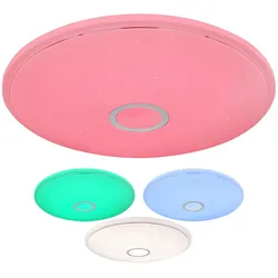 Deckenleuchte Smart LED dimmbar Deckenlampe Farbwechsel App Deckenlampe mit Sprachsteuerung per App, Farbwechsel, Chromring, 1x 30 W 2250lm 3000-6000K, DxH 68x9 cm