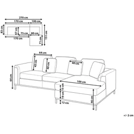 Beliani Ecksofa Schwarz Echtleder L-Förmig Linksseitig Modern Wohnzimmer - Schwarz