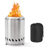 Yuragim Feuerschale Rauchfreie, Mini Feuertonne 14x14x20cm Edelstahl Tragbar Feuerstelle für Pellets oder Holz, Raucharmer Tischkamin Outdoor mit Aufbewahrungstasche für Garten, Terrasse & Balkon