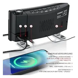 Brandson Projektionswecker schwarz