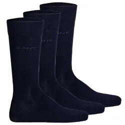 GANT Herren Socken, 3er Pack - Soft Cotton Socks, Strümpfe, einfarbig Blau 43-45