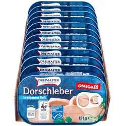 Dreimaster Dorschleber 121 g Abtropfgewicht, 12er Pack