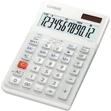 Casio ergonomischer Tischrechner JE-12E-WE, 12-stellig, Tastatur in Treppendesign, vertikale Tastenanschläge, Steuerberechnung, Währungsumrechnung, Vorzeichenwechsel, Solar/Batteriebetrieb