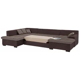 Home Affaire Wohnlandschaft "Föhr U-Form", braun (mittelbraun), B:310cm H:75cm T:200cm, 100% Polyester PRIMABELLE/Webstoff;100% Polyester Melrose/Struktur grob;100% Polyester Luxus-Microfaser/Struktur, Sofas, Wohnlandschaft, wahlweise mit Bettfunktion