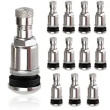 YUDAWN Autoreifen Ventil 11,3 mm, 12 Stück Autoventil TR525 Stahl Reifenventil Universal Metall Felgenventile für Reifen von Auto Lastkraftwagen Motorrad Fahrrad (Silber)