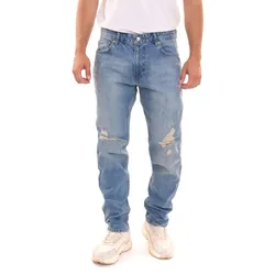 2Y Premium Herren Jeans stylische Denim-Hose im Used-Look B6784BLU Blau - W29