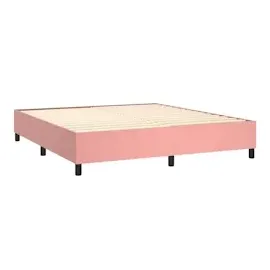 vidaXL Boxspringbett mit Matratze & LED Rosa 180x200 cm Samt