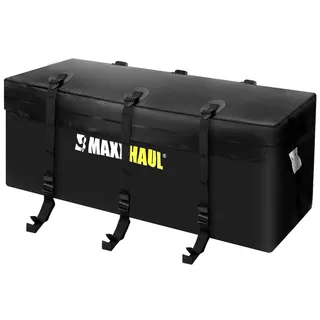 MaxxHaul 70209 Softshell-Gepäckträger für Anhängerkupplung, strapazierfähig und wasserabweisend, 119 x 50 x 50 cm, Schwarz mit Spanngurten