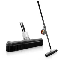 BigDean Gummibesen mit Teleskopstiel 150 cm Schwarz