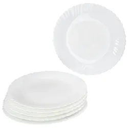 6x Speiseteller Arkona Opalglas 24cm weiß Ess-Teller groß Beilagen-Platte