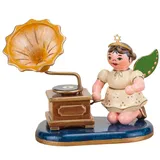 Hubrig Volkskunst Zschorlau Erzgebirge Engelfigur Hubrig Engel mit Grammophon beige|bunt
