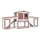 VidaXL Kaninchenstall / Hasenstall mit Dach braun/ weiß