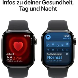 Apple Watch Series 10 GPS + Cellular 42 mm Titangehäuse schiefer Sportarmband schwarz S/M