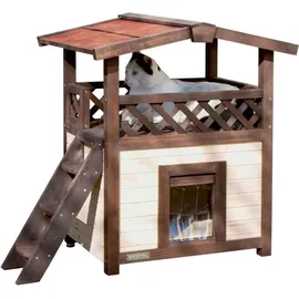 Kerbl Katzenhaus 4-Seasons Deluxe beheizbar 88x57x77 cm Dunkelbraun/Rot