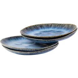 Gipfelstück Dessertteller-Set, Steinzeug Wilde Schlucht Blau