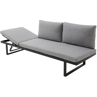 Outdoor Edge outdoor Gartenbank BURGAS, verstellbar, Dunkelgrau - Aluminiumgestell - mit Auflage und Kissen