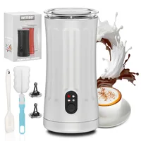 Ovetedot Milchaufschäumer, 4-in-1 Milchaufschäumer Elektrischer für Heißen und Kalten Milchschaum, Automatische Abschaltung Kaffee Aufschäumer für Latte, Macchiato, Cappuccino(Reinweiß)