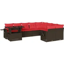 vidaXL Gartensofa-Set mit Kissen, braun, Polyrattan